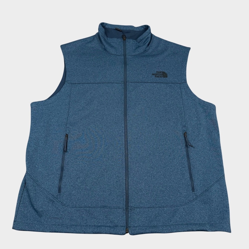 The North Face WindWall Vest Men XL Blue Heather Full Zip Softshell Golf Hiking